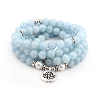 Sky Blue Lace Chalcedony Stone HEALING ENERGY 108 Mala Bead
